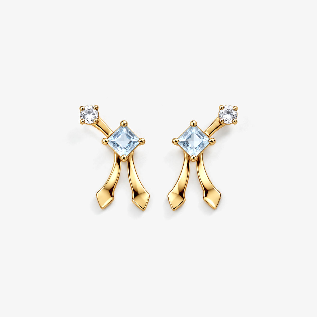 Frost Path Studs in gold, front view