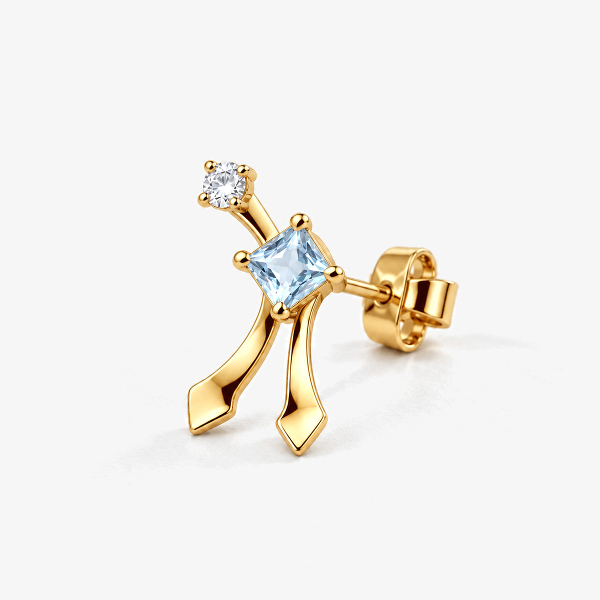 Frost Path Studs in gold, side view