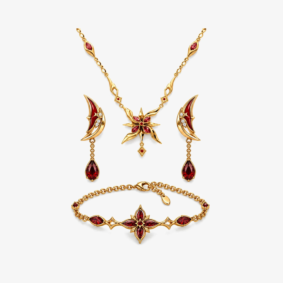 Full Arlecchino Jewelry Collection in gold, all pieces