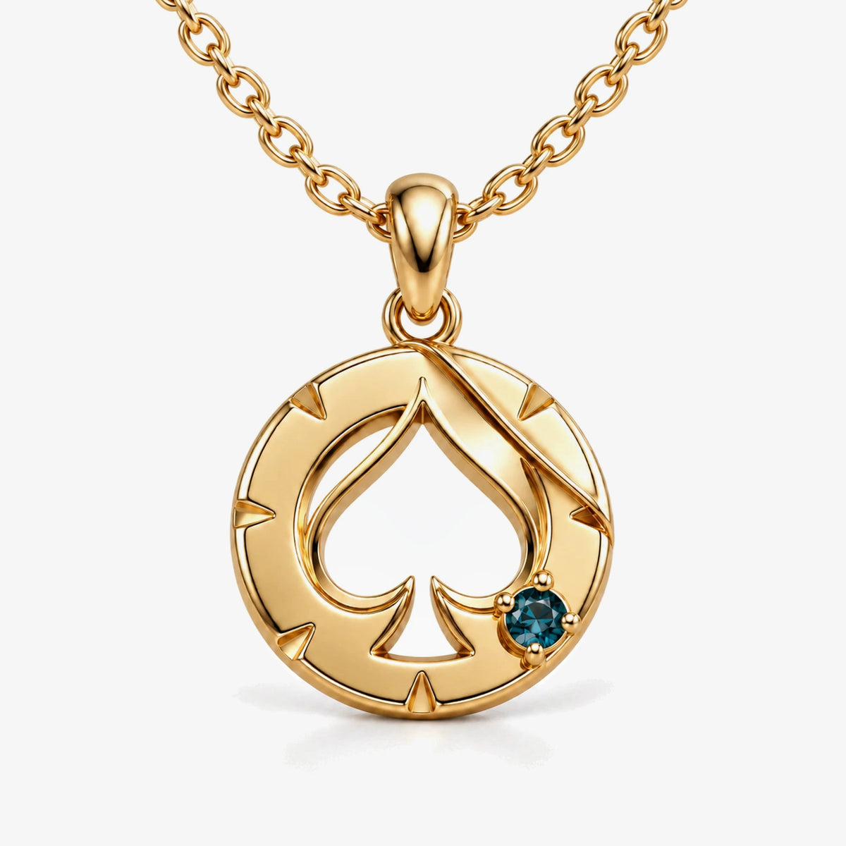 Aventurine House Medallion Necklace in gold, front view