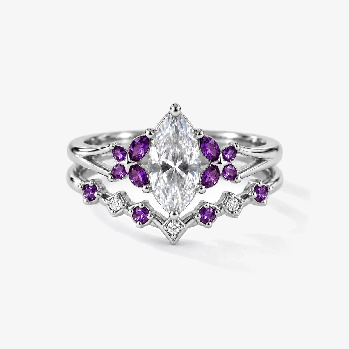 Black Swan Memoria Two-in-One Ring in silver, front view