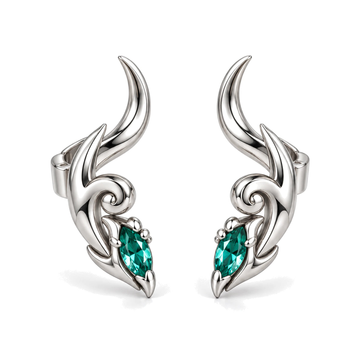 Dan Heng Dragon Horn Ear Cuffs in silver, the pair, front view