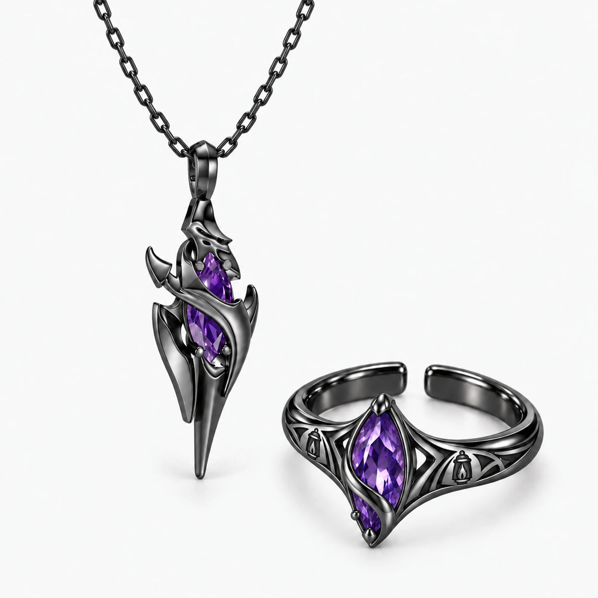Full Flins Jewelry Collection in black, all pieces