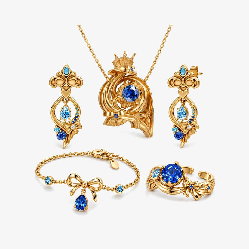 Full Furina Jewelry Collection in gold, all pieces