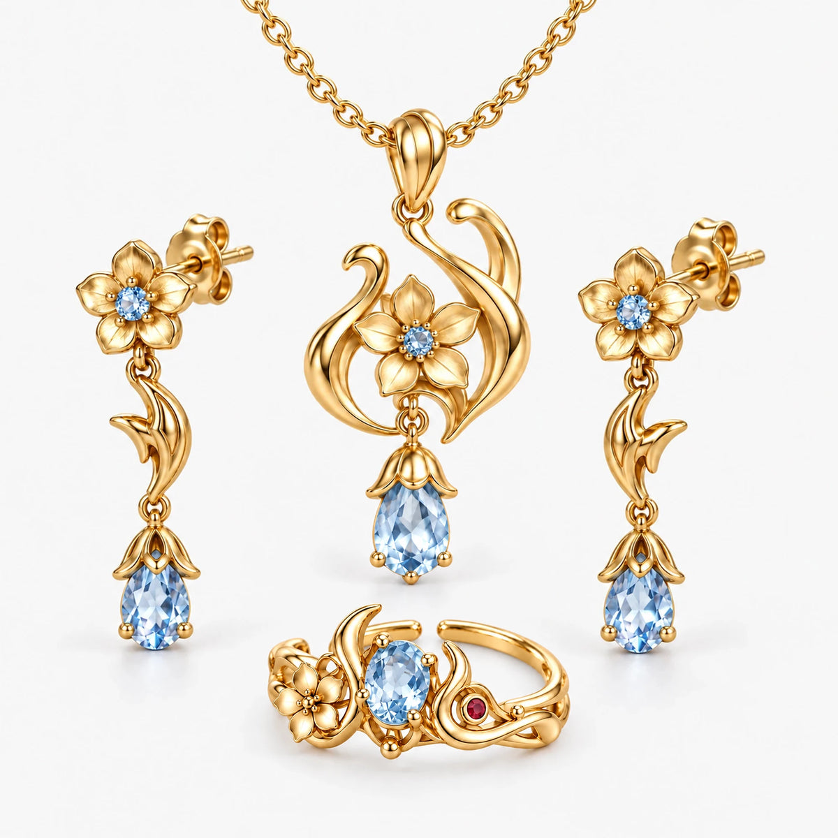 Full Ganyu Jewelry Collection in gold, all pieces