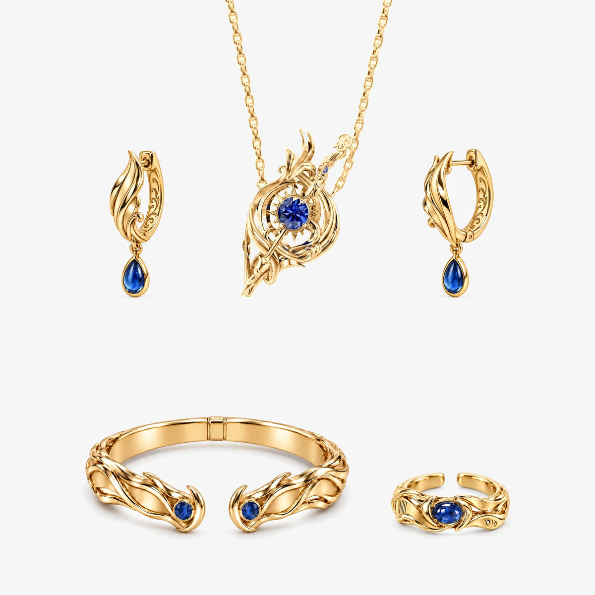 Full Neuvillette Jewelry Collection in gold, all 4 pieces