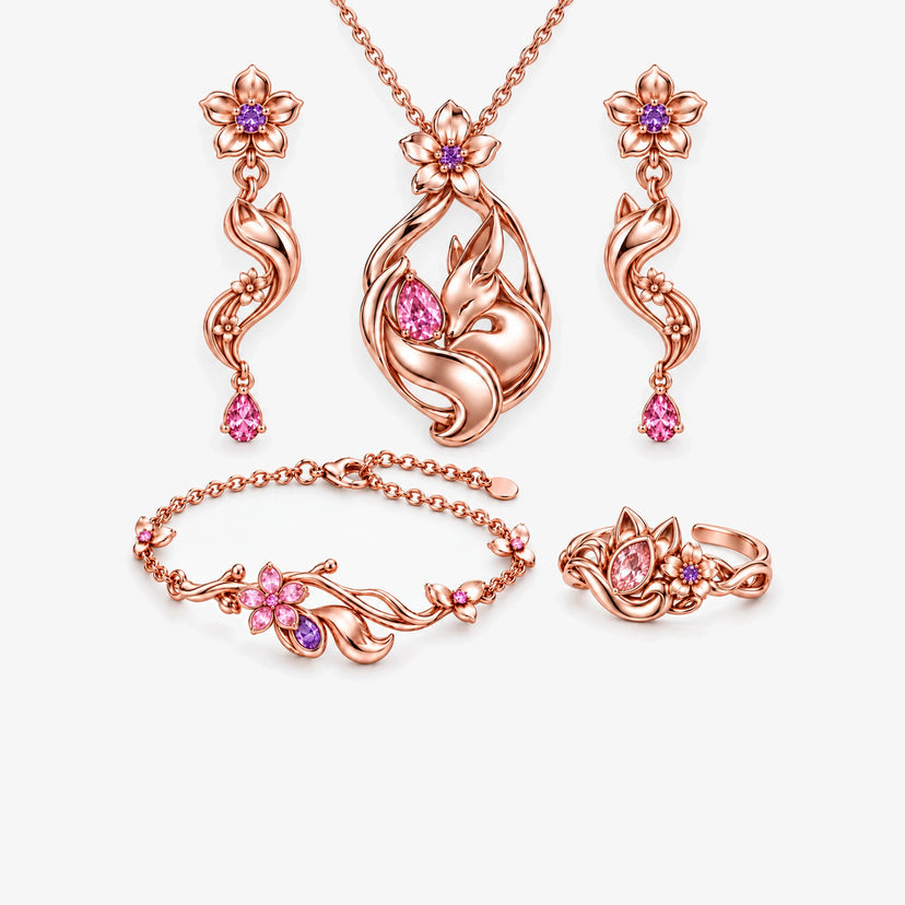 Full Yae Miko Jewelry Collection in rose gold, all pieces