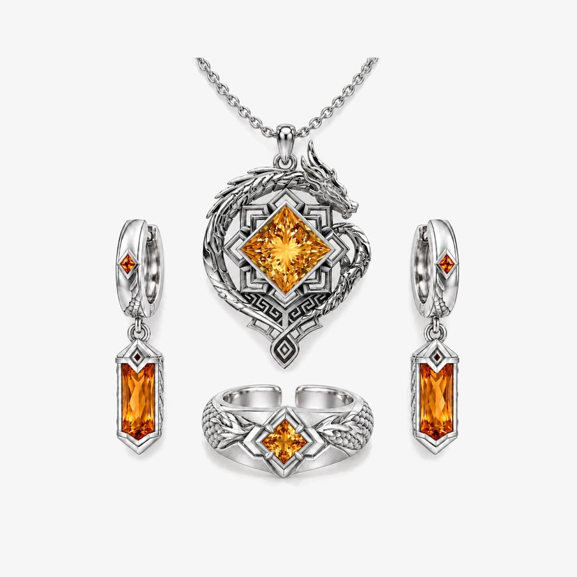 Full Zhongli Jewelry Collection in silver, all pieces