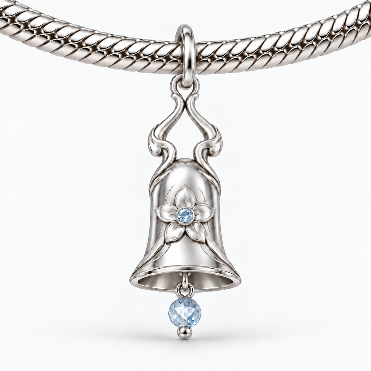 Ganyu Bell Charm in silver shown on a bracelet; bracelet not included