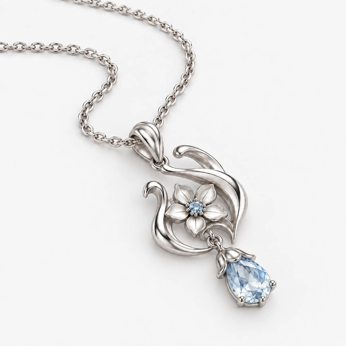 Ganyu Necklace in silver, side view