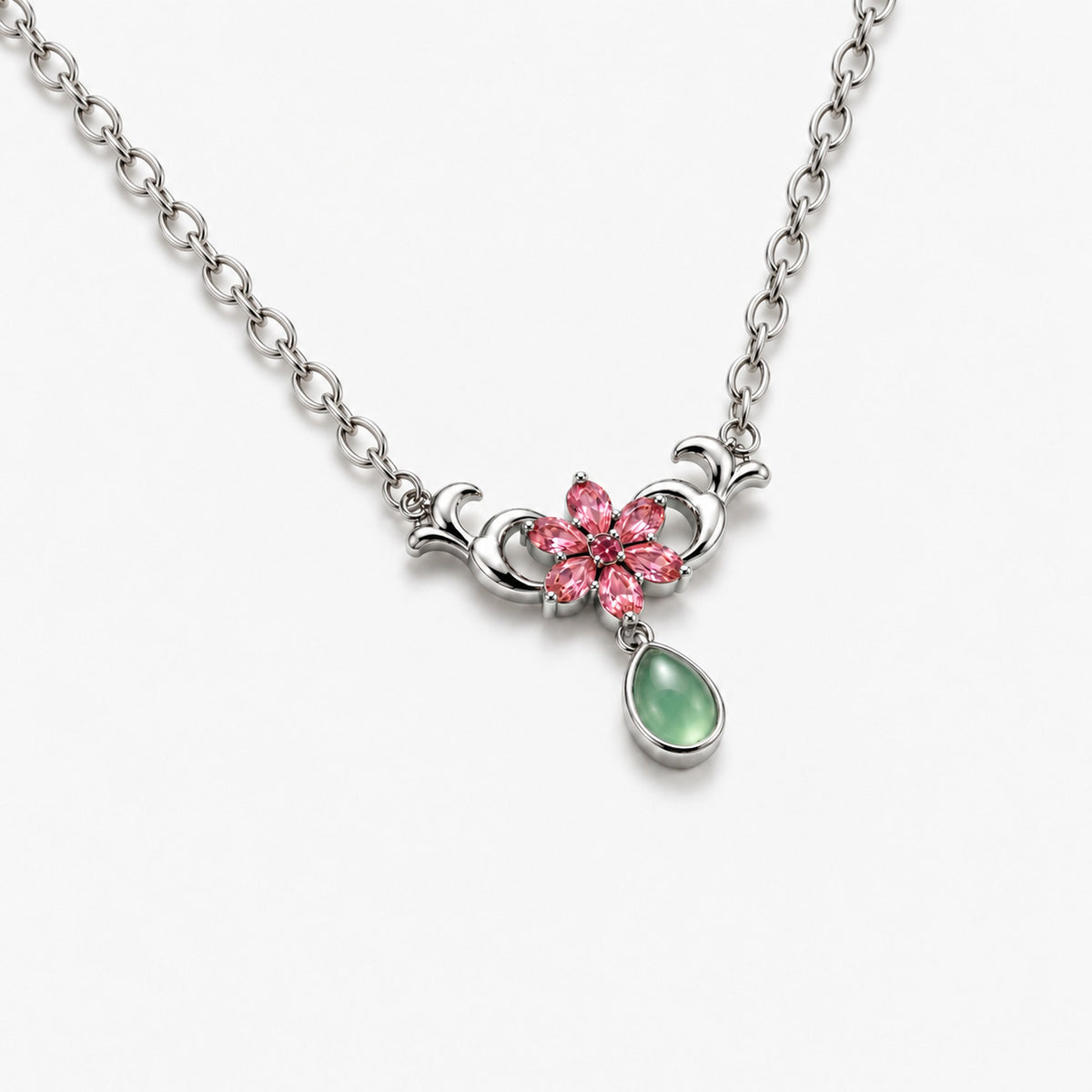 Poison Taster Necklace in silver, angled view