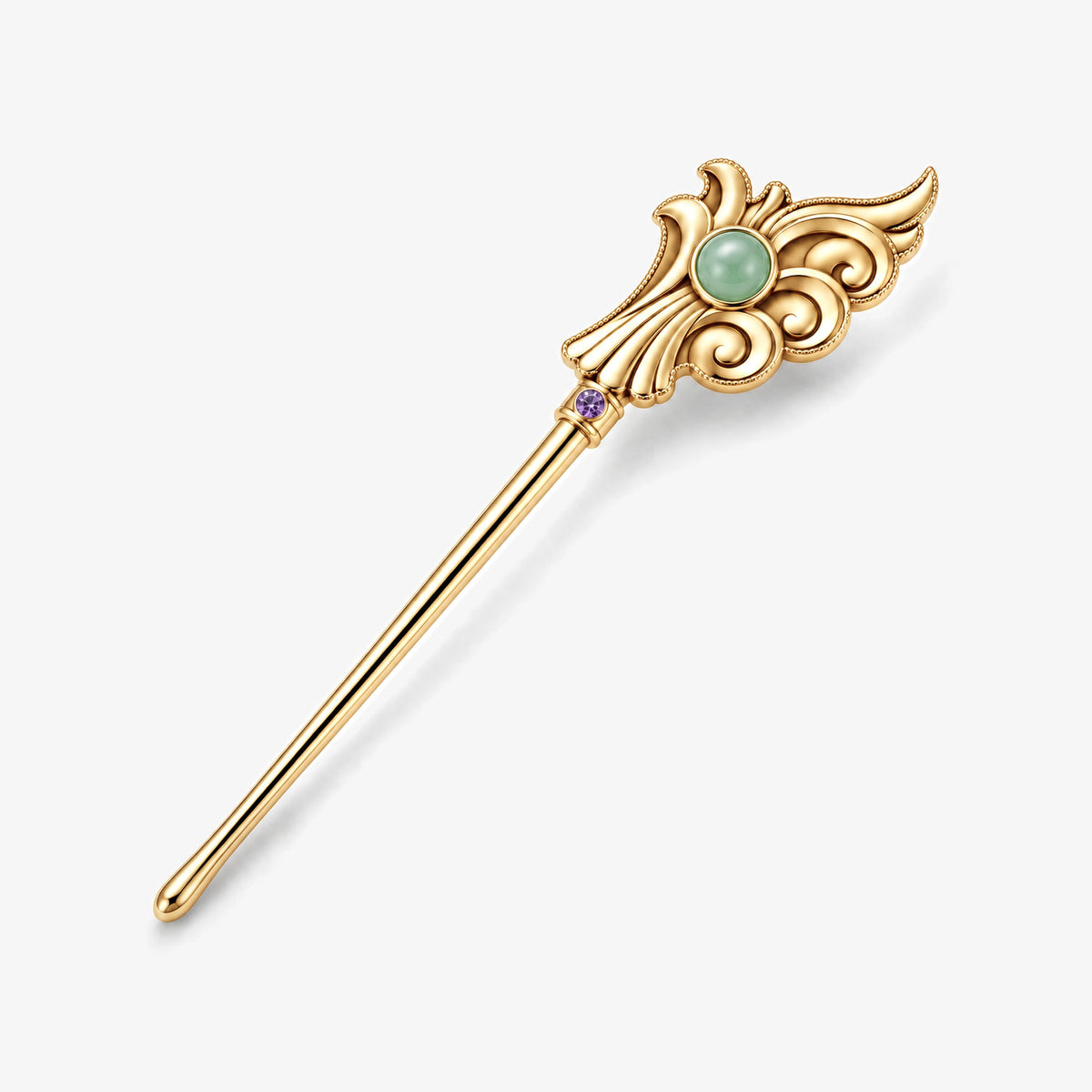 Garden Party Crest Hairpin in gold, as a hairpin, front view