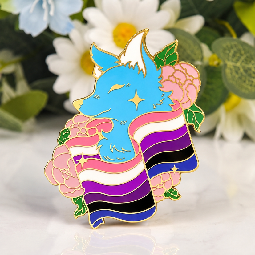 Genderfluid Pride Dog Enamel Pin
