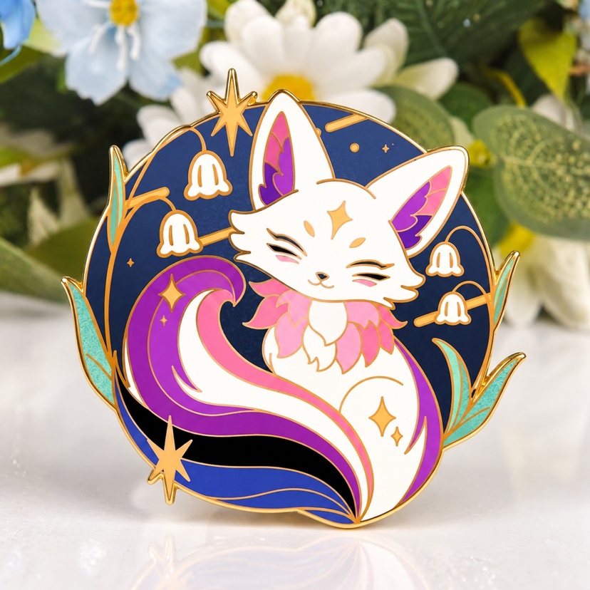 Genderfluid Pride Fox Glow-in-Dark Enamel Pin