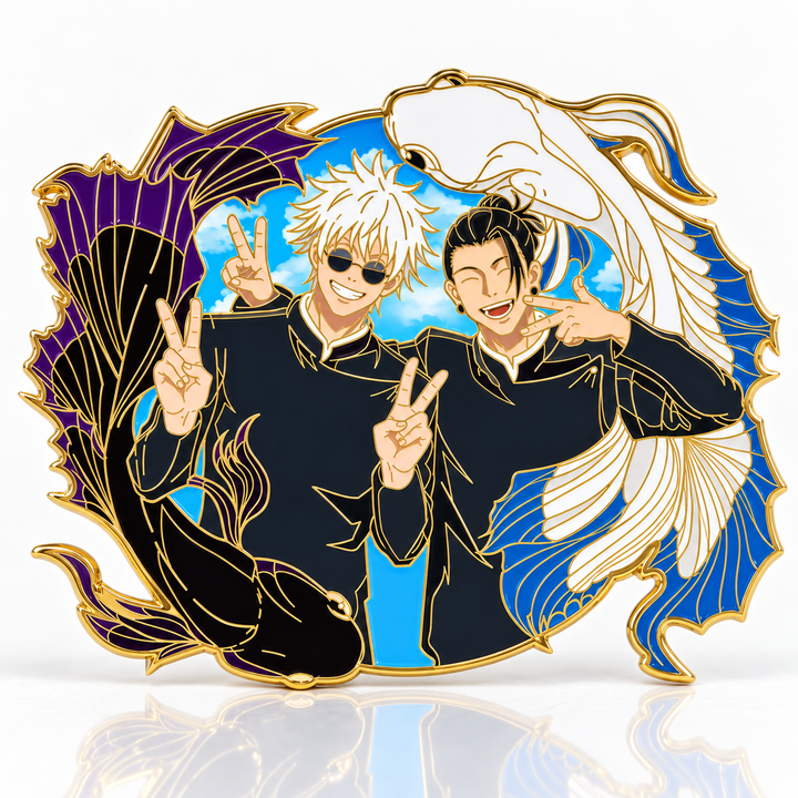 Six Eyes and Cursed Spirit Glow in the Dark Enamel Pin