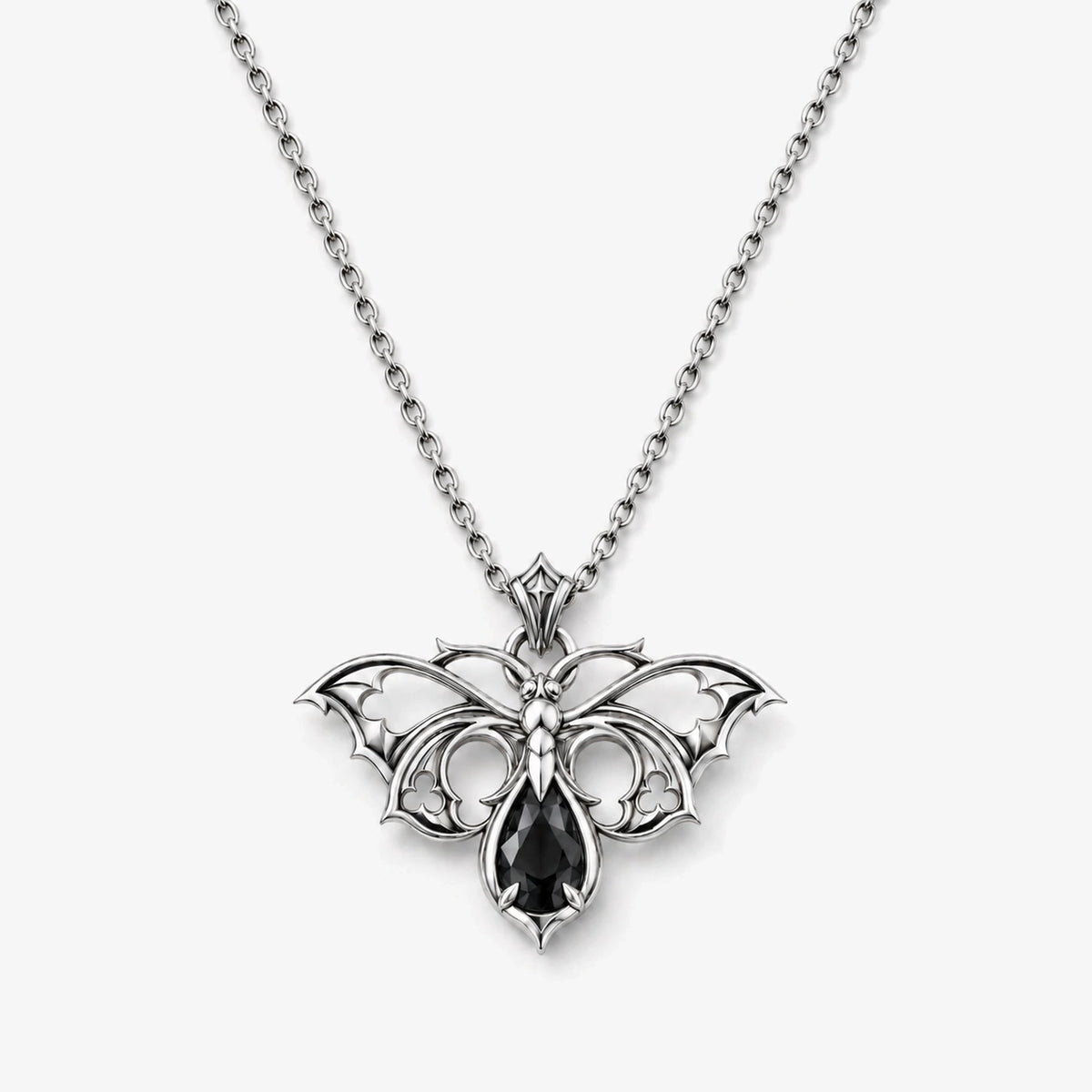 Hell Butterfly Necklace in silver, front view