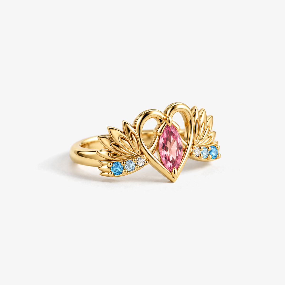 Grace Fin Ring in gold, left side view