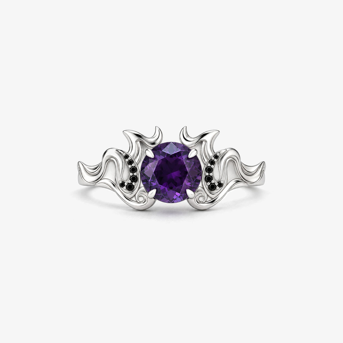 Grin Shade Ring in silver, front view