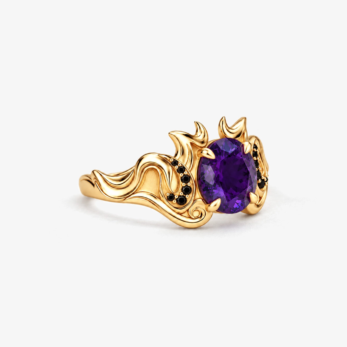 Grin Shade Ring in gold, left side view