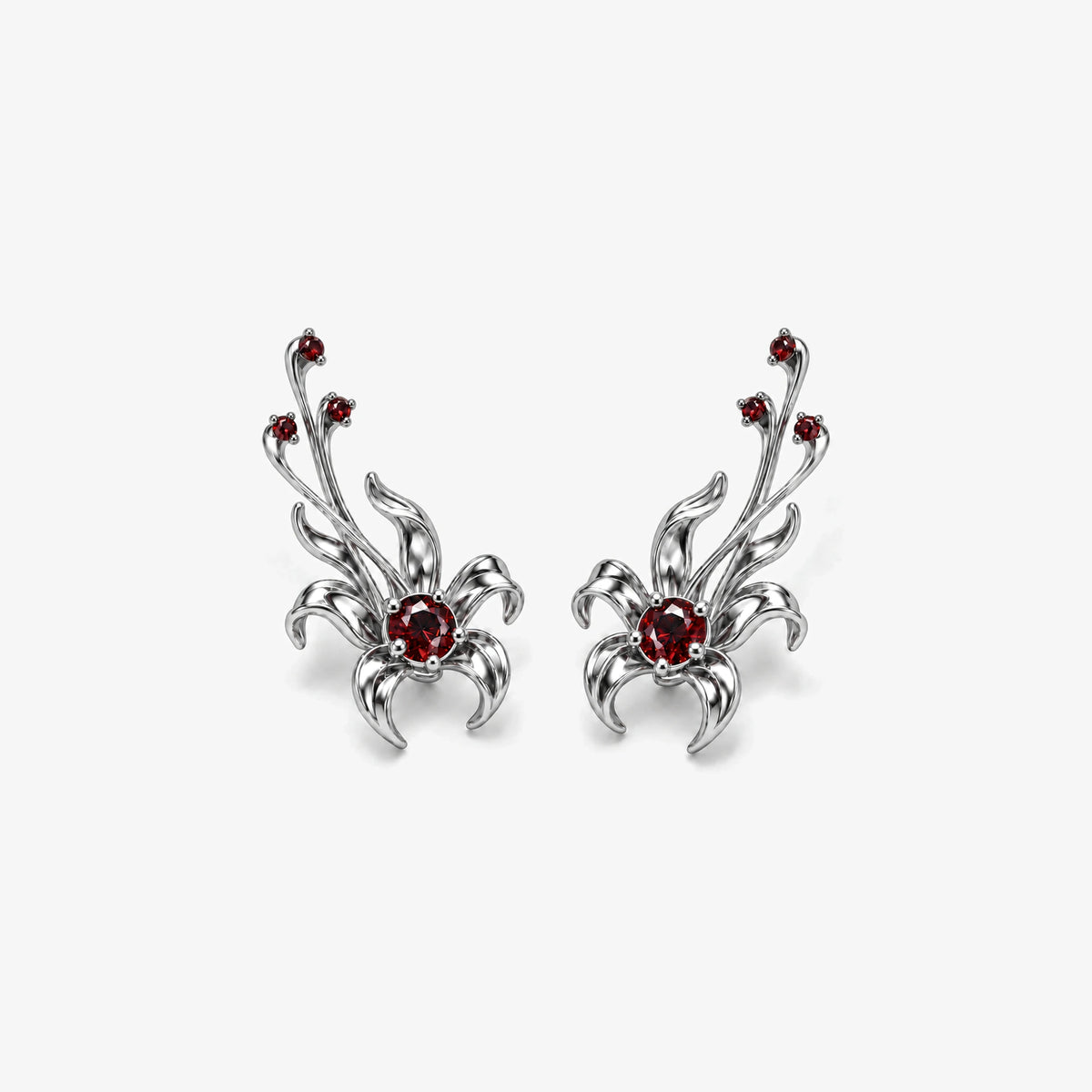 Infinity Castle Ear Climbers in Silver, pair lying flat, front view