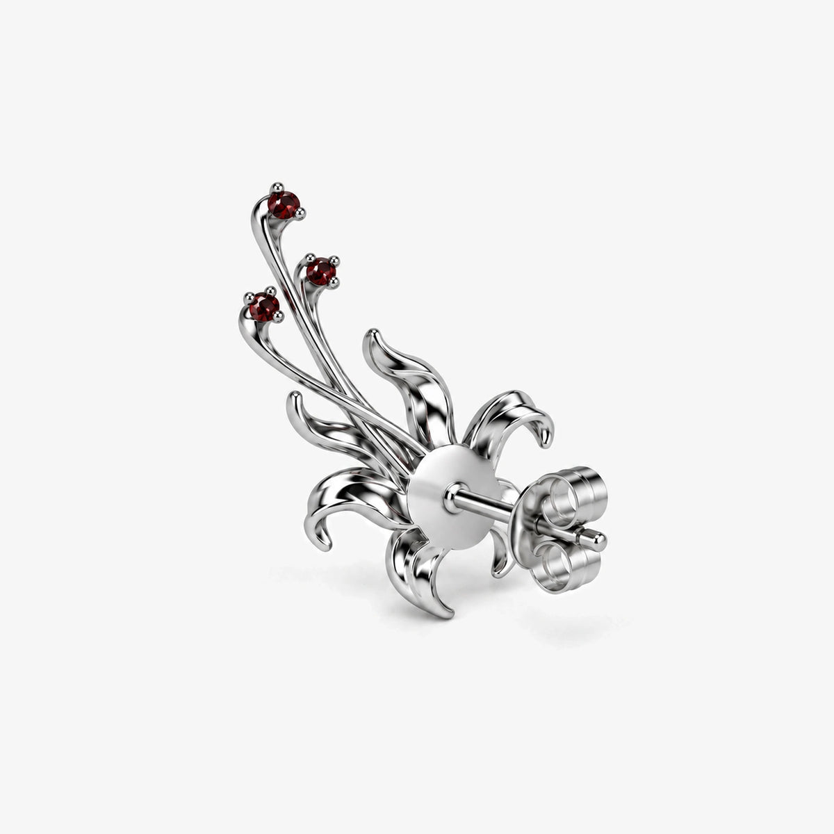 Infinity Castle Ear Climbers in Silver, back view with post and butterfly back
