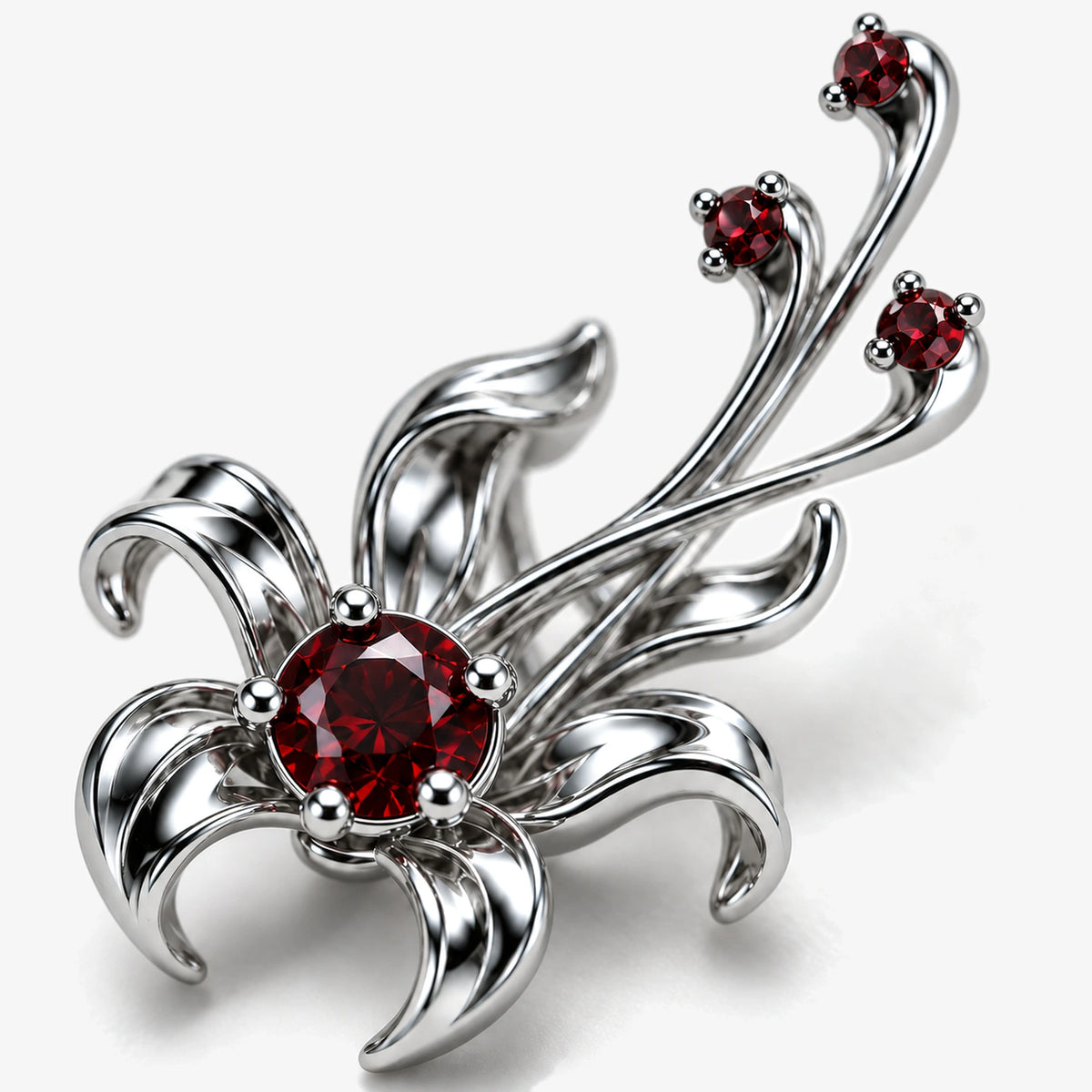 Infinity Castle Ear Climbers in Silver, close-up of the flower and stamens