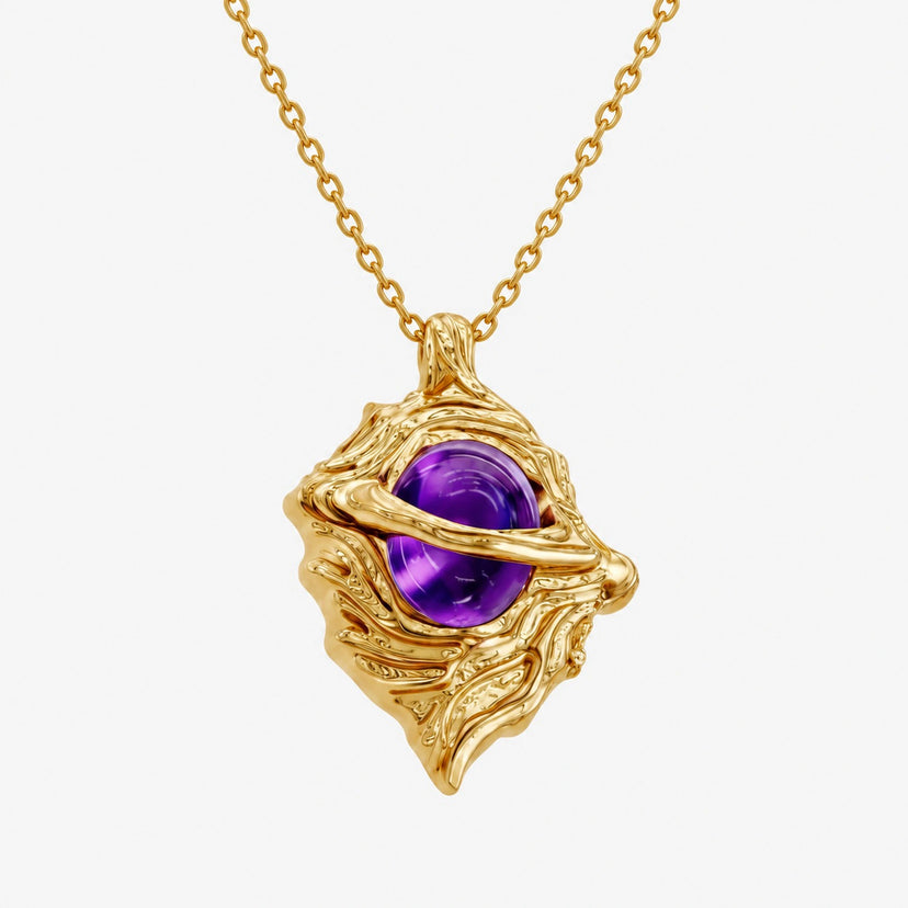 Hollow Purple Locket Necklace - variant gold