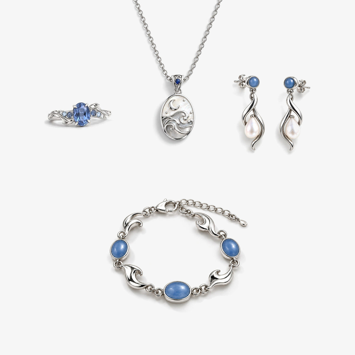 Inherited Tide Full Collection Set in silver, front view