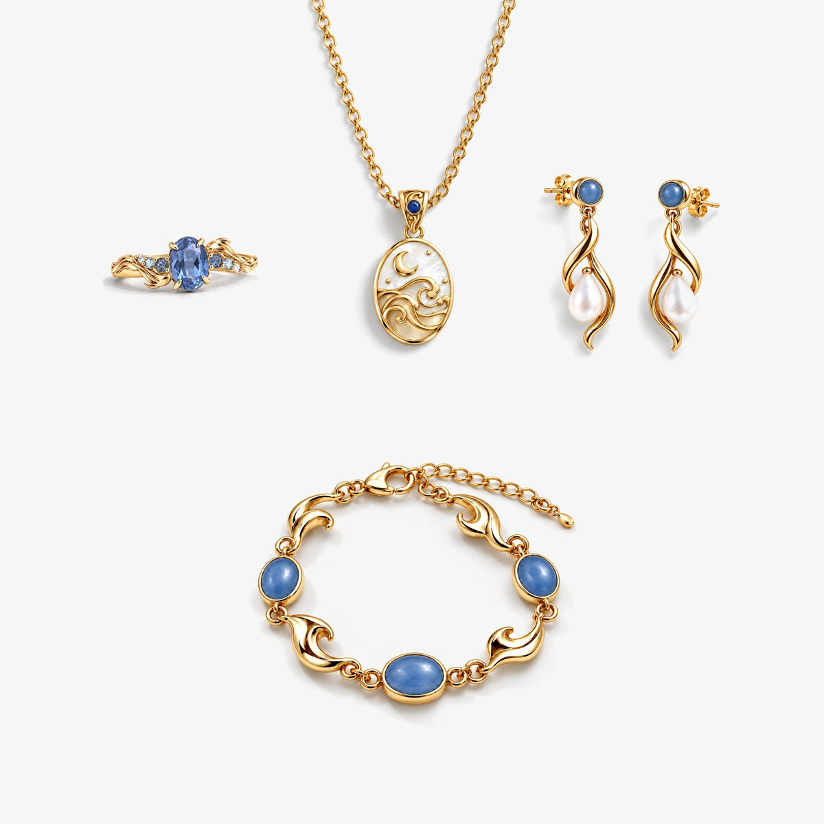Inherited Tide Full Collection Set in gold, front view