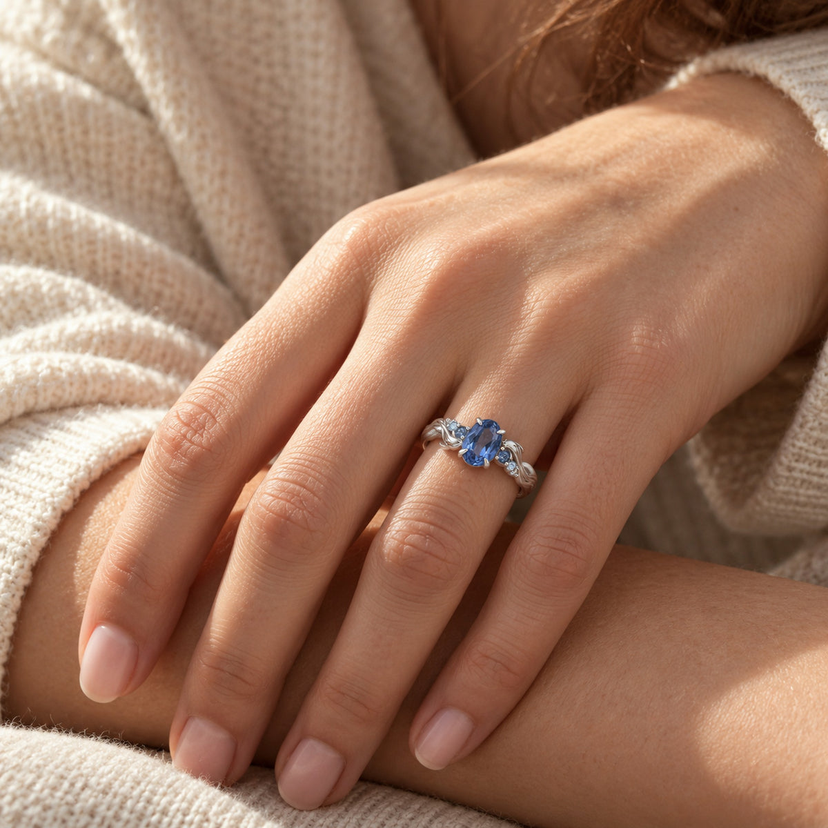 Inherited Tide Twin Fish Ring in silver, worn