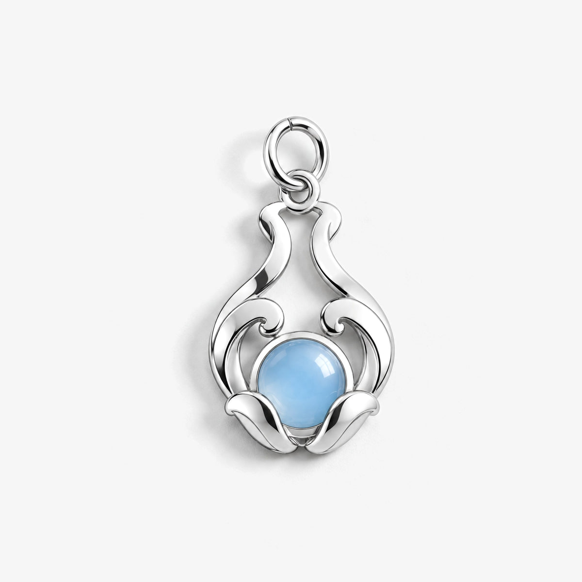 Water Nation Heirloom Charm in silver, front view