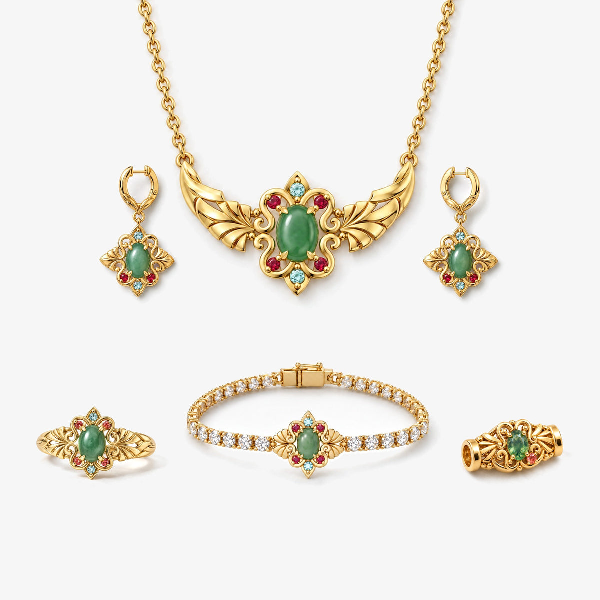 Jade Pavilion Full Collection in gold, the full collection together