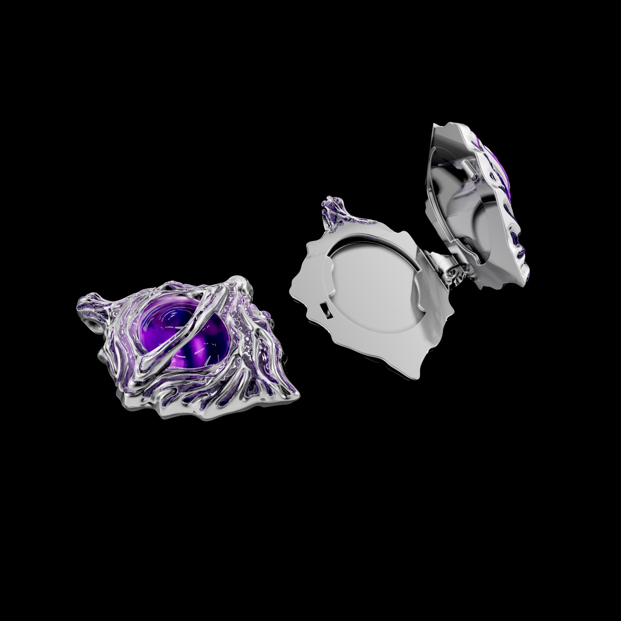 Hollow Purple Locket Necklace