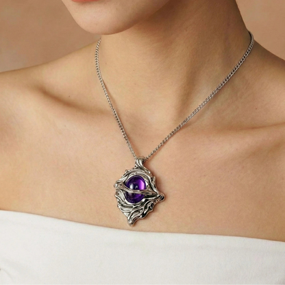 Hollow Purple Locket Necklace