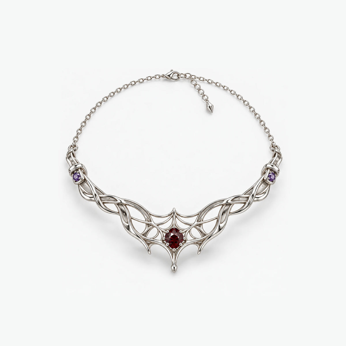 Kafka Silk Contract Necklace in silver, front view