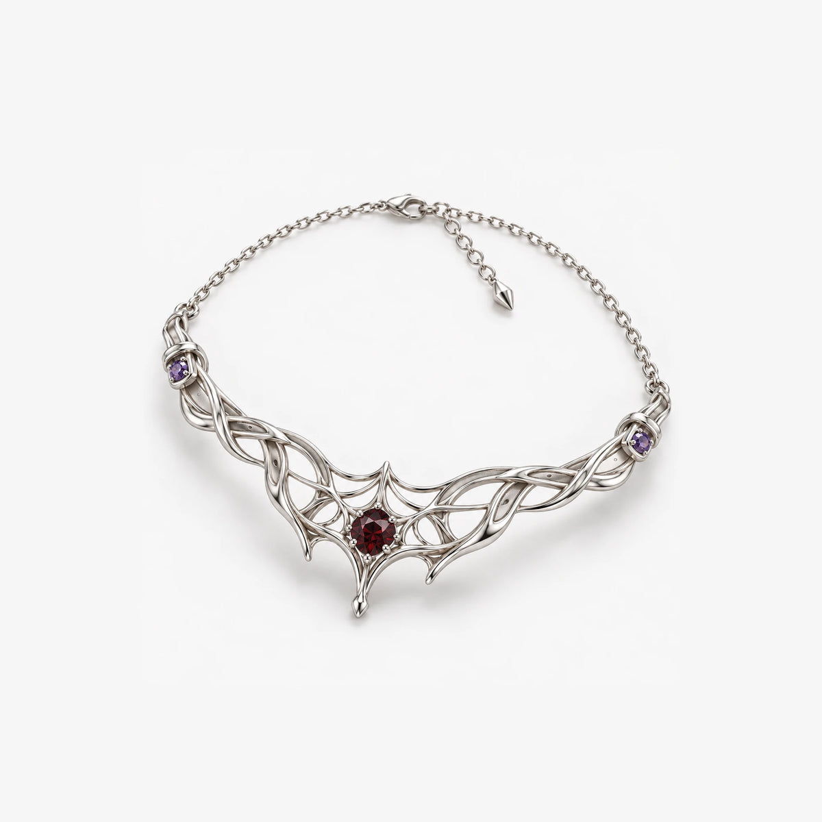Kafka Silk Contract Necklace in silver, three-quarter view