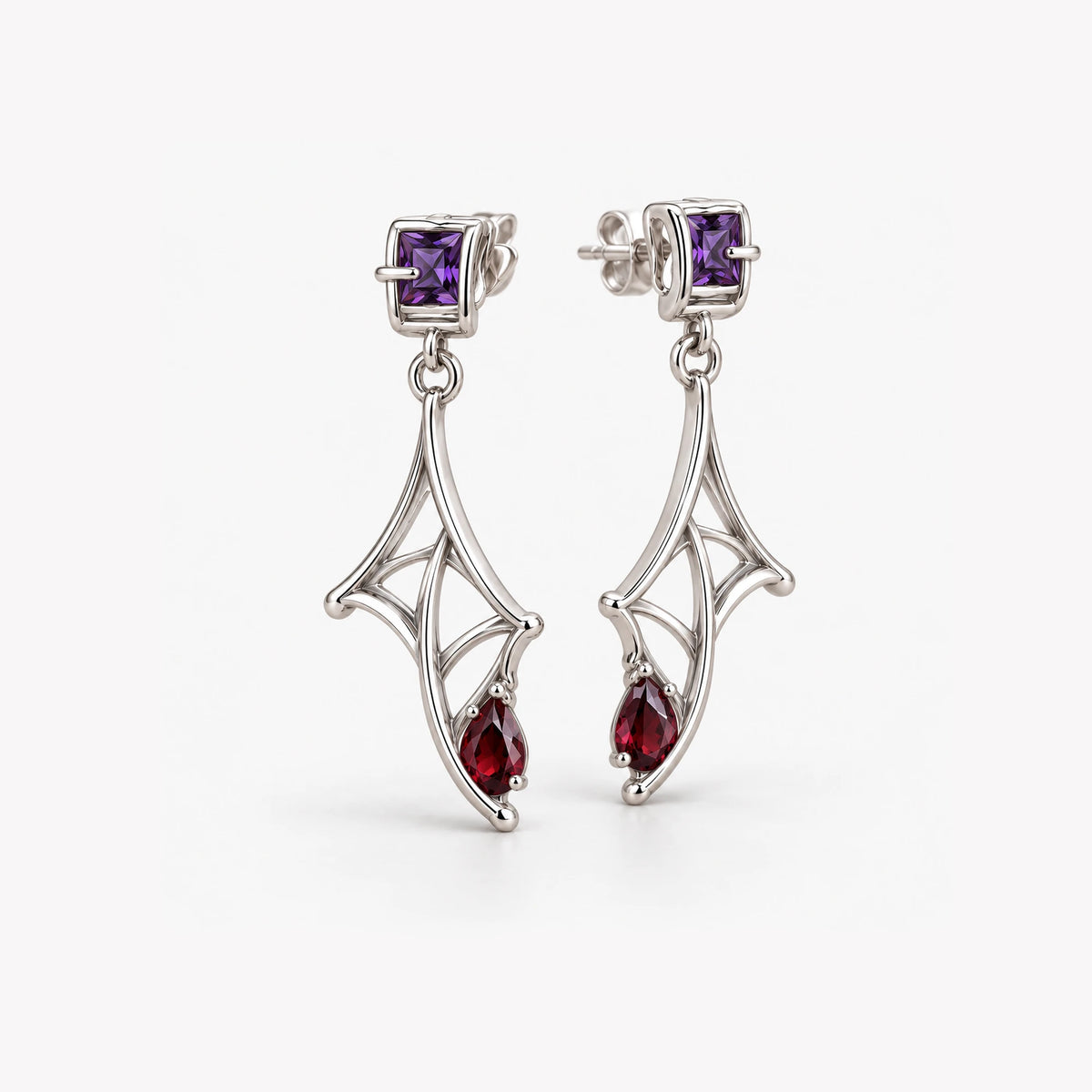 Kafka Velvet Strand Earrings in silver, three-quarter view
