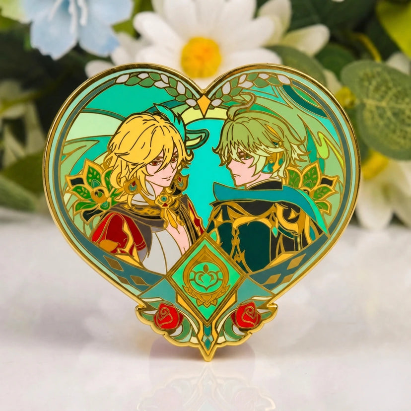 Kaveh x Alhaitham Glow-in-Dark Enamel Pin