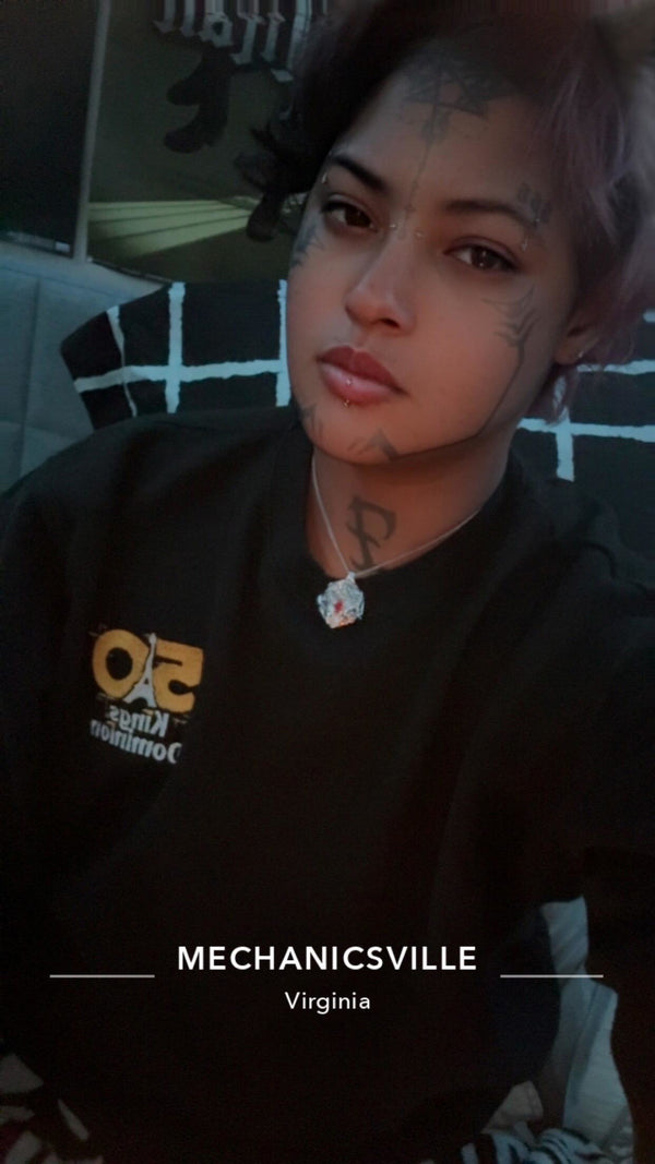 Customer wearing her pendant