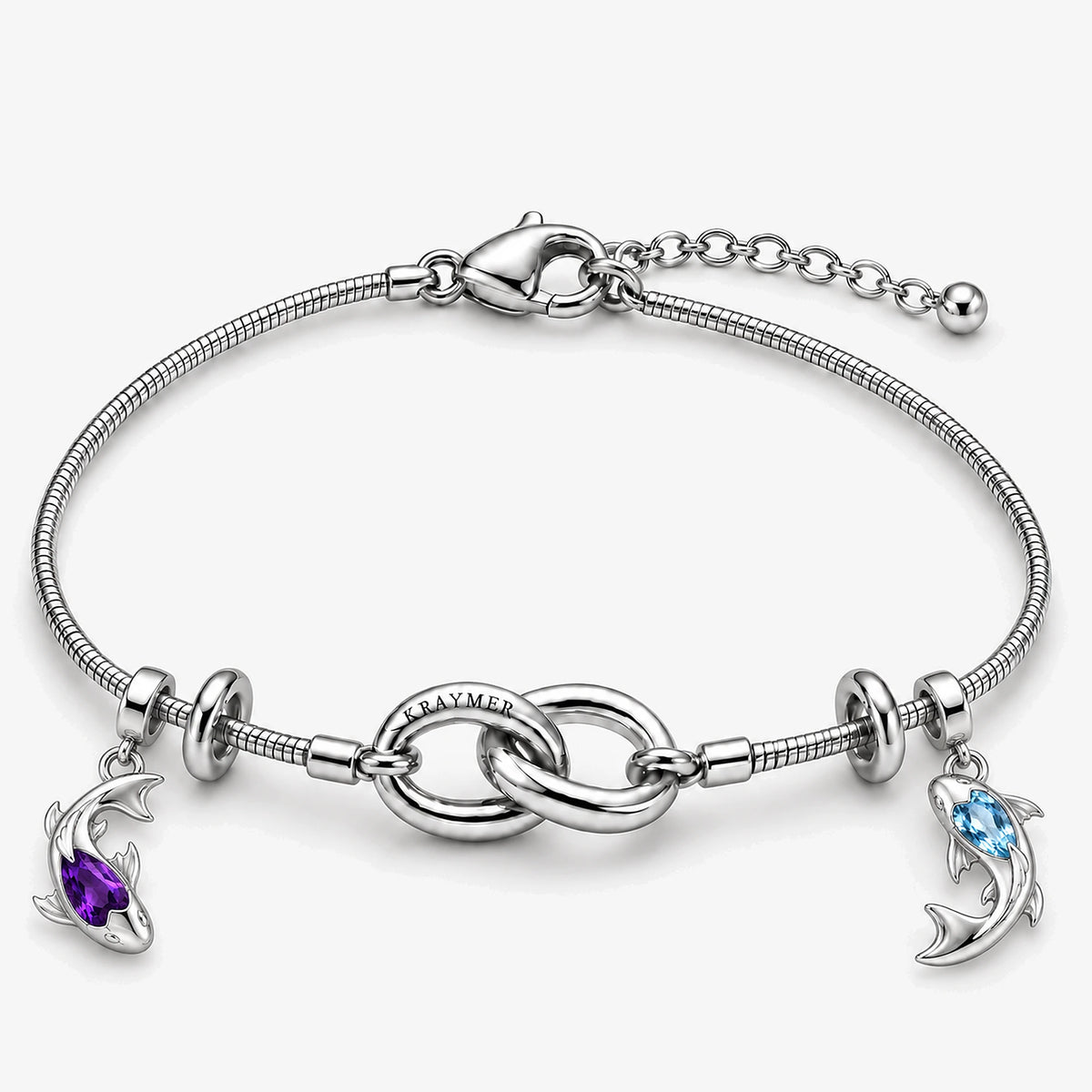 Kraymer Charm Bracelet in silver with the Six Eyes and Cursed Spirit Koi Charms