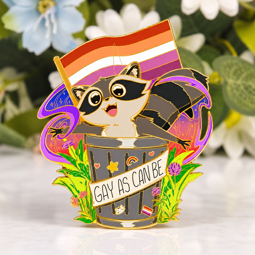 Lesbian Pride Raccoon Enamel Pin