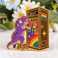LGBT-REX enamel pin on floral background