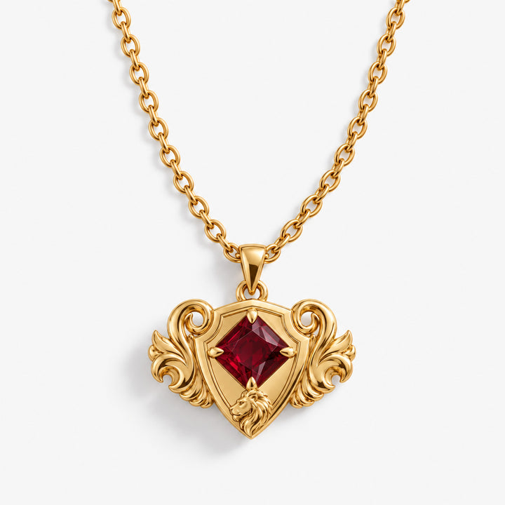 Lion Mane Shield Pendant Necklace
