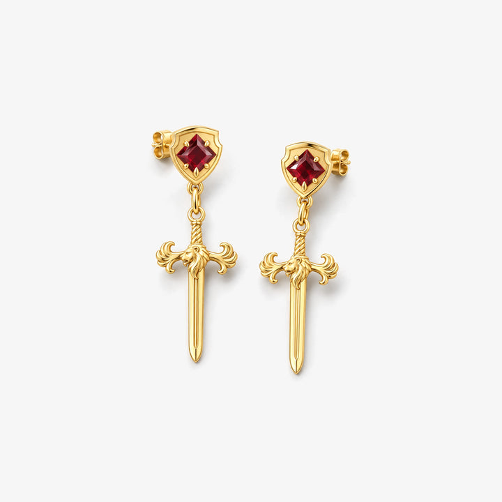 Lion Shield Sword Earrings
