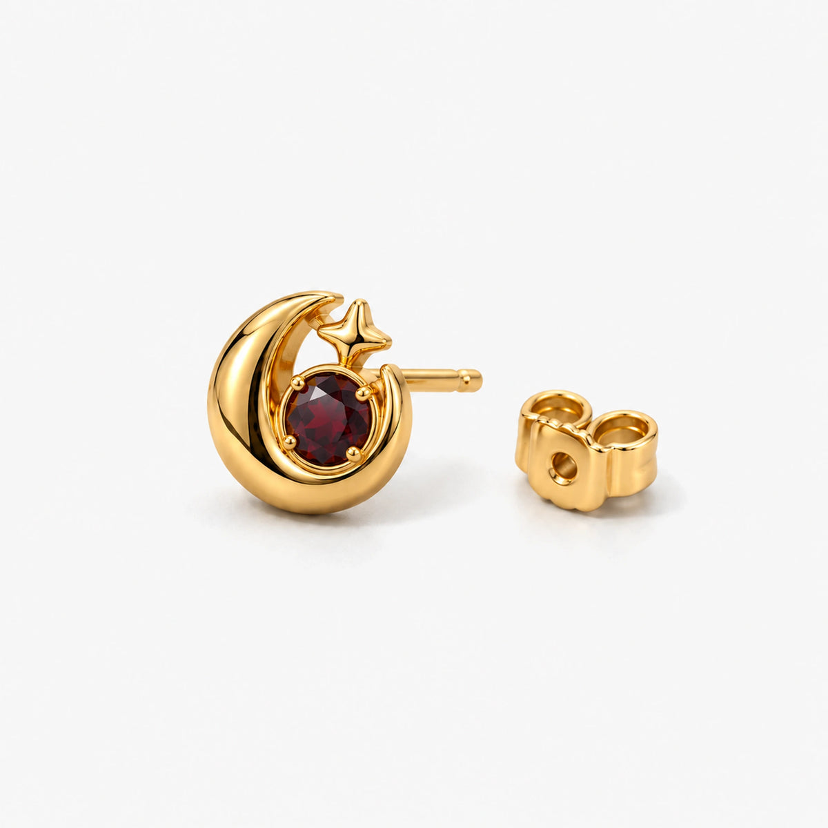 Eclipse Waltz Studs in gold, side view