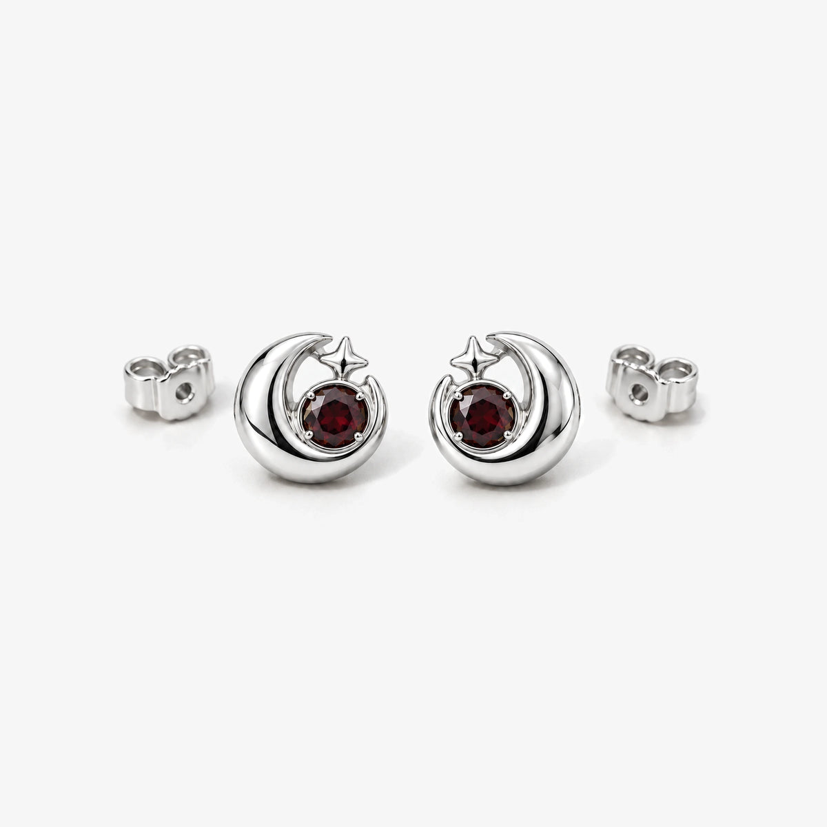 Eclipse Waltz Studs in silver, front view