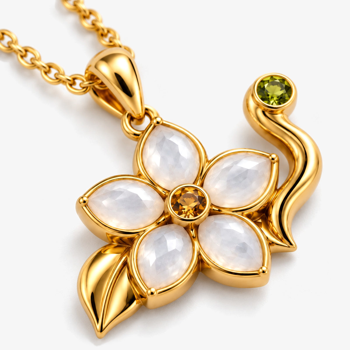 Lotus Tea Jasmine Necklace in gold, close-up