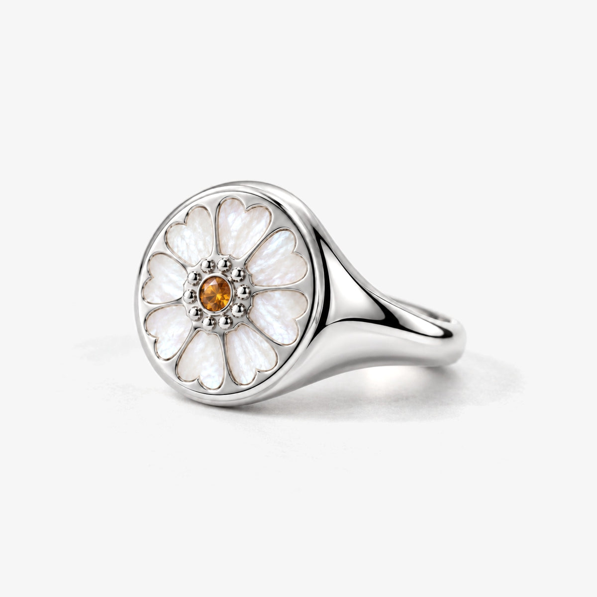 Lotus Tea Signet Ring in silver, right side view