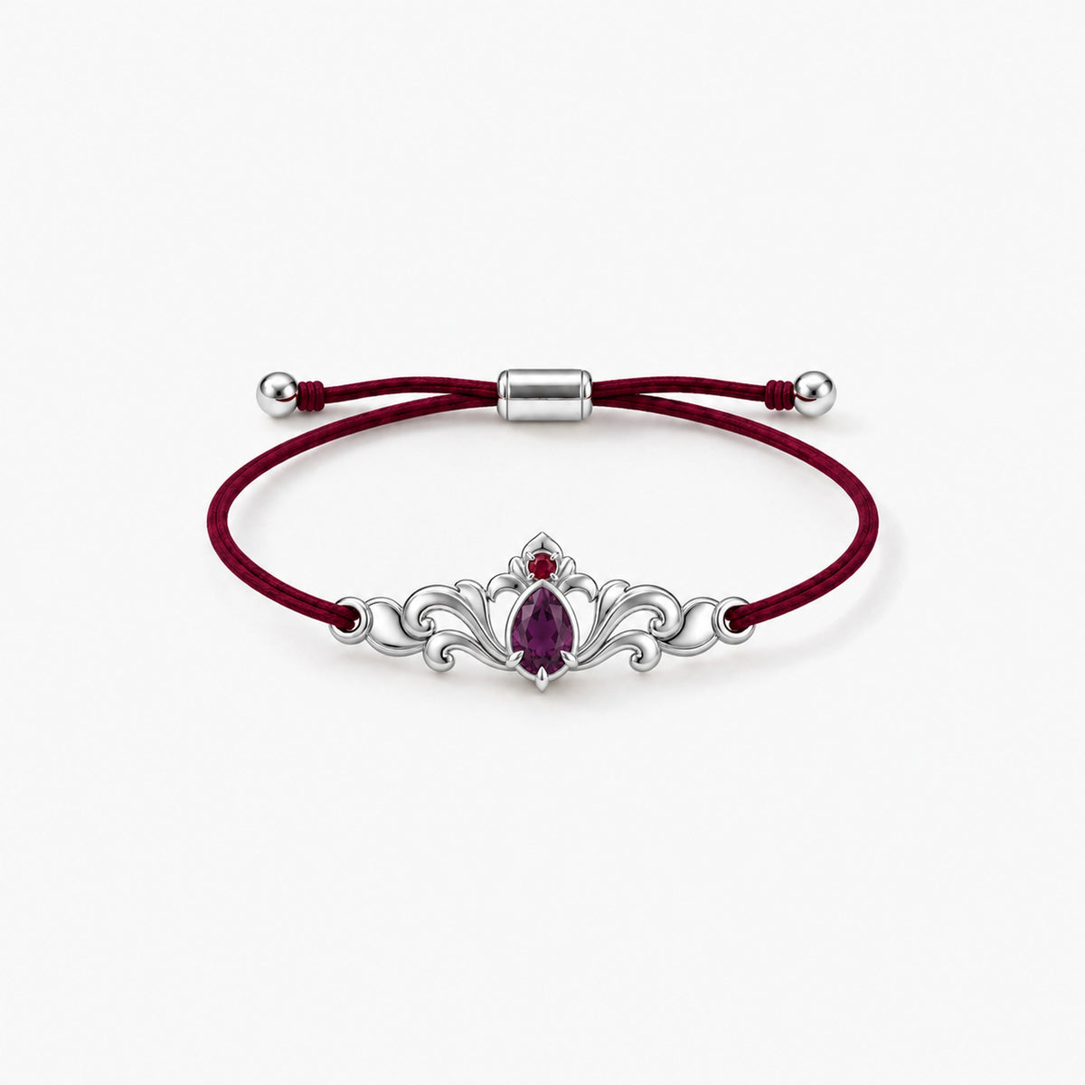 Loulan Cord Bracelet in silver, front view