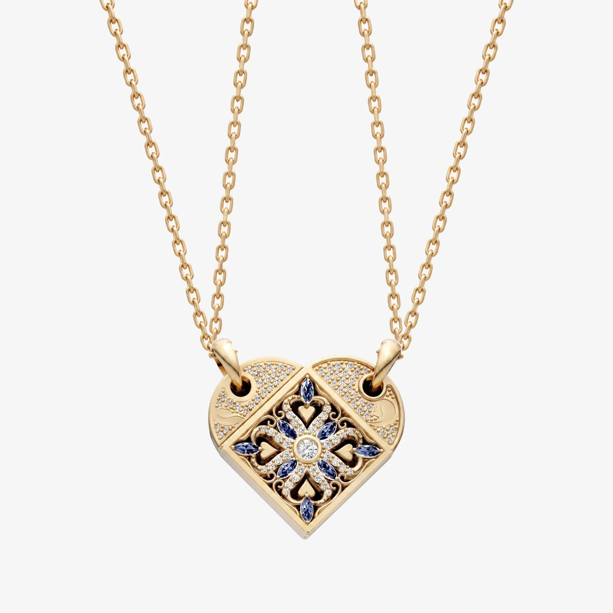 2-in-1 Magnetic Hearts Pendant image 1 Gold front